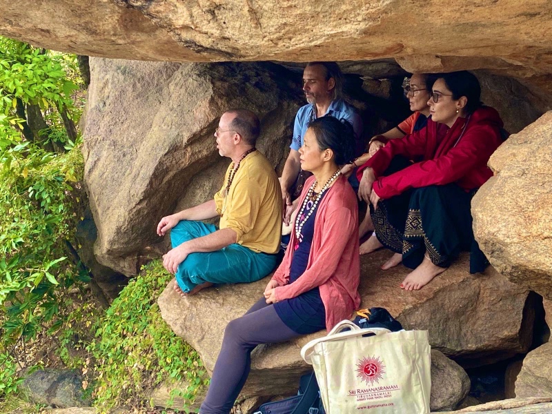 Meditating in the caves of Arunachala